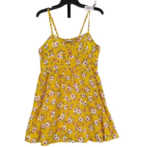 Jolie & Joy Yellow Floral Babydoll Tank Mini Dress, Sz XL, Smocked Y2K Summer - Picture 1 of 6